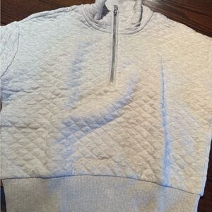 Banana Republic Cream Quilted Half-Zip Pullover